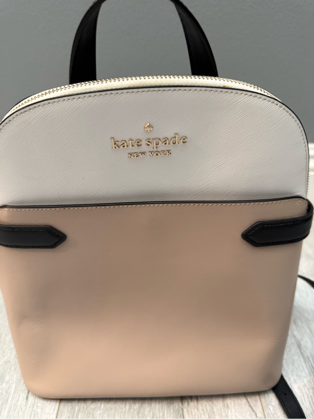 kate spade Two-Tone Cream and Blush Compact Backpack with Black Accents